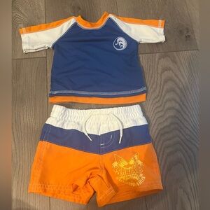 Baby rashguard swim suit bottoms and top. Size 3 months